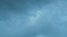White Gray Black Rain Storm Puffy Clouds In Blue Sky Time Lapse, Aerial View, Air Plane Window View Blue Stormy Sky, Drone Shooting Nature Beautiful Rainy Sky Weather, Meteorology, Global Warming.