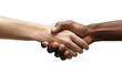 Two black and white men shaking hands isolated on transparent background