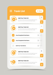 Minimalist todo list app interface design with circular progress graph