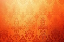 Orange Wallpaper With Damask Pattern