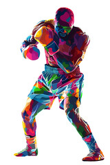 Wall Mural - Abstract illustration of a male boxer wearing boxing gloves exercising his punching technique for a championship match, stock illustration transparent png image