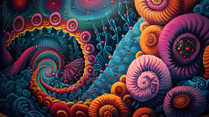 Wall Mural - Funky Illusion Retro Psychedelic Soundtrack.
