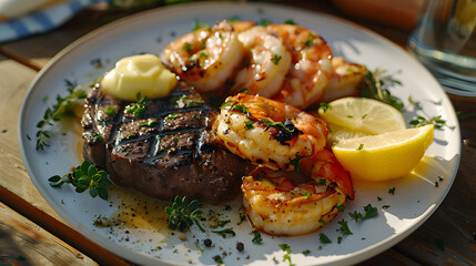 Wall Mural - Grilled Surf and Turf Dinner Plate