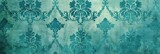 Fototapeta  - Turquoise blue wallpaper with damask pattern background