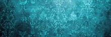 Turquoise Blue Wallpaper With Damask Pattern Background