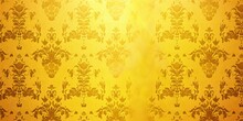 Yellow Wallpaper With Damask Pattern Background