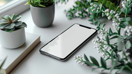 Poster - The mockup of a smartphone with a blank screen on a white background is isolated.