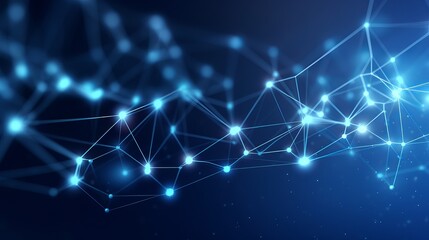 Abstract plexus blue geometry background. Digital technology network connection concept. 3D rendered illustration
