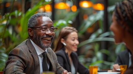 Poster - People laughing in a modern office lounge while having a meeting