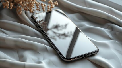 Poster - Smartphone mockup closeup isolated on white background with a blank screen.