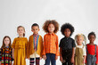 © Pacharee - Group of different multiracial children on white background.