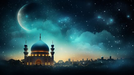 Eid Mubarak background with moon and stars, holy month, Ramadan Kareem. Elements of this image furnished by