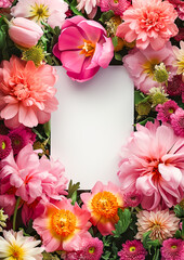 Wall Mural - Vibrant Floral Frame with Blank Space