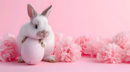 Wall Mural - Cute rabbit and easter egg. Concept of happy easter day.