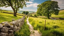 Footpath In Wharfedale, Yorkshire Dales National Park, Yorkshire Dales Landscape Near Skyreholme
