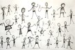 © Anastasiia - childs pencil drawing Stick figures. Concept Child's Pencil Drawing, Stick Figures, Artistic Development, Creative Expression, Kid's Art Ideas