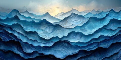 Wall Mural - Abstract blue ocean waves