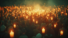 Peaceful Candlelight Gathering At Dusk Hope And Unity
