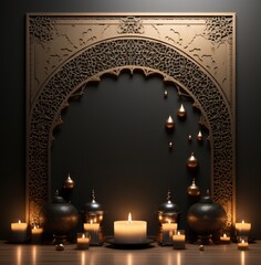 Wall Mural - empty frame and some small candles