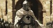 Stylized Portrait of Crusader Knight: Templar Valor in Medieval Armor, Jerusalem Defender, and Chivalrous Warrior
