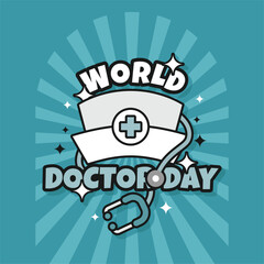 Poster - World Doctor Day Groovy Vector Design