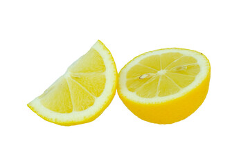 Wall Mural - slice of fresh half lemon isolated on white background with png.
