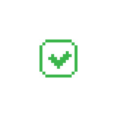 Sticker - pixel check mark  icons.  yes 8 bit  icon