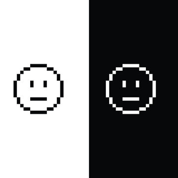 pixel art   smile icon vector game 8 bit  pixel Emoticon icon