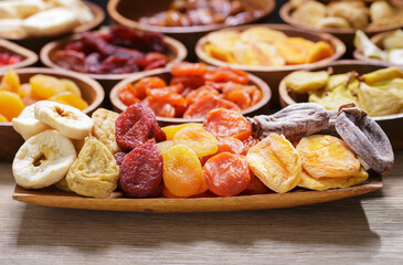 Wall Mural - plate of various dried fruits