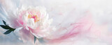 Fototapeta Kwiaty - Piękny kwiat piwonii, wzór kwiatowy, różowe tło, puste miejsce	