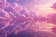 Digital generated image of purple puffy clouds over reflecting surface