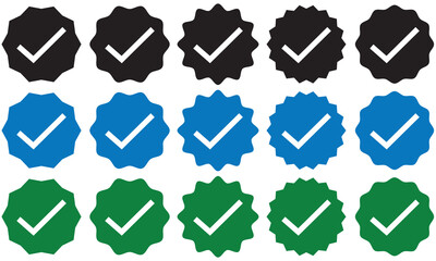 Wall Mural - verified badge profile. verified badge. social media account verification icon. black, blue and gree