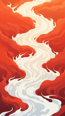 Wall Mural - Abstract Red and White Swirling Smoke Illustration


