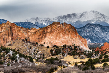 Wall Mural - Storm Clouds over Pikes Peak and the Garden of the Gods