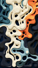 Wall Mural - Abstract Organic Shapes in Blue, Orange, and Cream Tones

