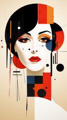 Wall Mural - Abstract Geometric Female Portrait Illustration

