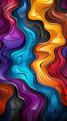 Wall Mural - Abstract Colorful Wavy Lines on a Dark Background

