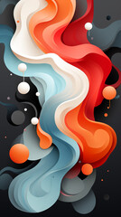 Wall Mural - Abstract Fluid Art Composition with Swirling Colors and 3D Spheres


