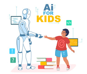 ai technology for preschool kids education vector illustration