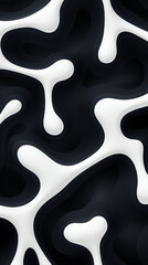 Wall Mural - Abstract Black and White Fluid Shapes Pattern

