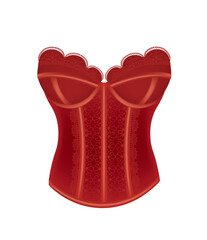 Wall Mural - Red corset with lace. vector illustration