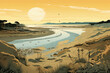 illustration of an estuary view