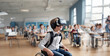 © velimir - boy in a wheelchair at school wearing VR glasses.