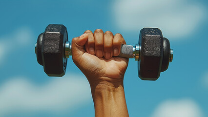 Close-up of a hand with dumbbell