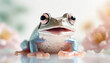 adorable cute frog with big eye open mouth with a clear background