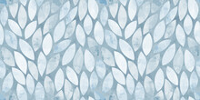 Blue Leaves Seamless Vector Pattern. Watercolor Leaf Background, Textured Jungle Print.