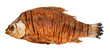 Fried crucian fish isolated on white background.