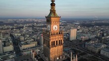 Aerial View Of Warsaw. Beautiful Sunny Day, Drone View Of Capital Of The Poland