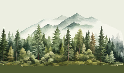 Wall Mural - forest isometric vector flat minimalistic isolated illustration