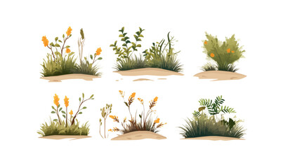 Canvas Print - Savannah vegetation set vector flat isolated vector style illustration